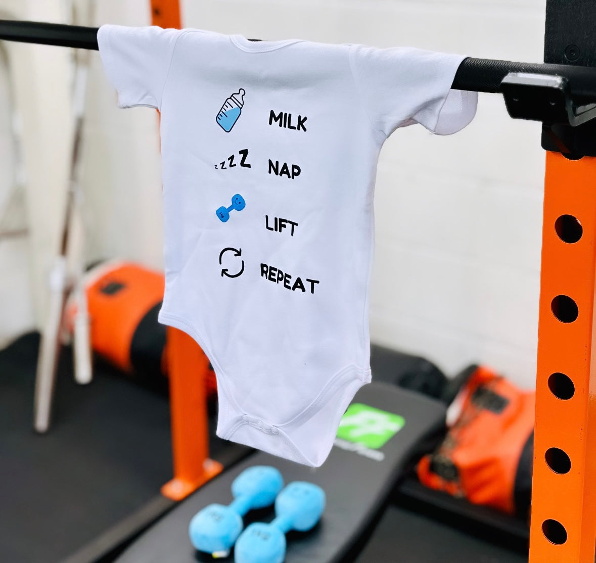 Baby Bodysuit β Milk Nap Lift Repeat β Mystic Blue