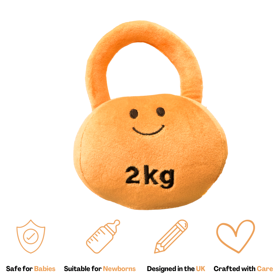 Plush Toy Kettlebell Rattle - Apricot Orange
