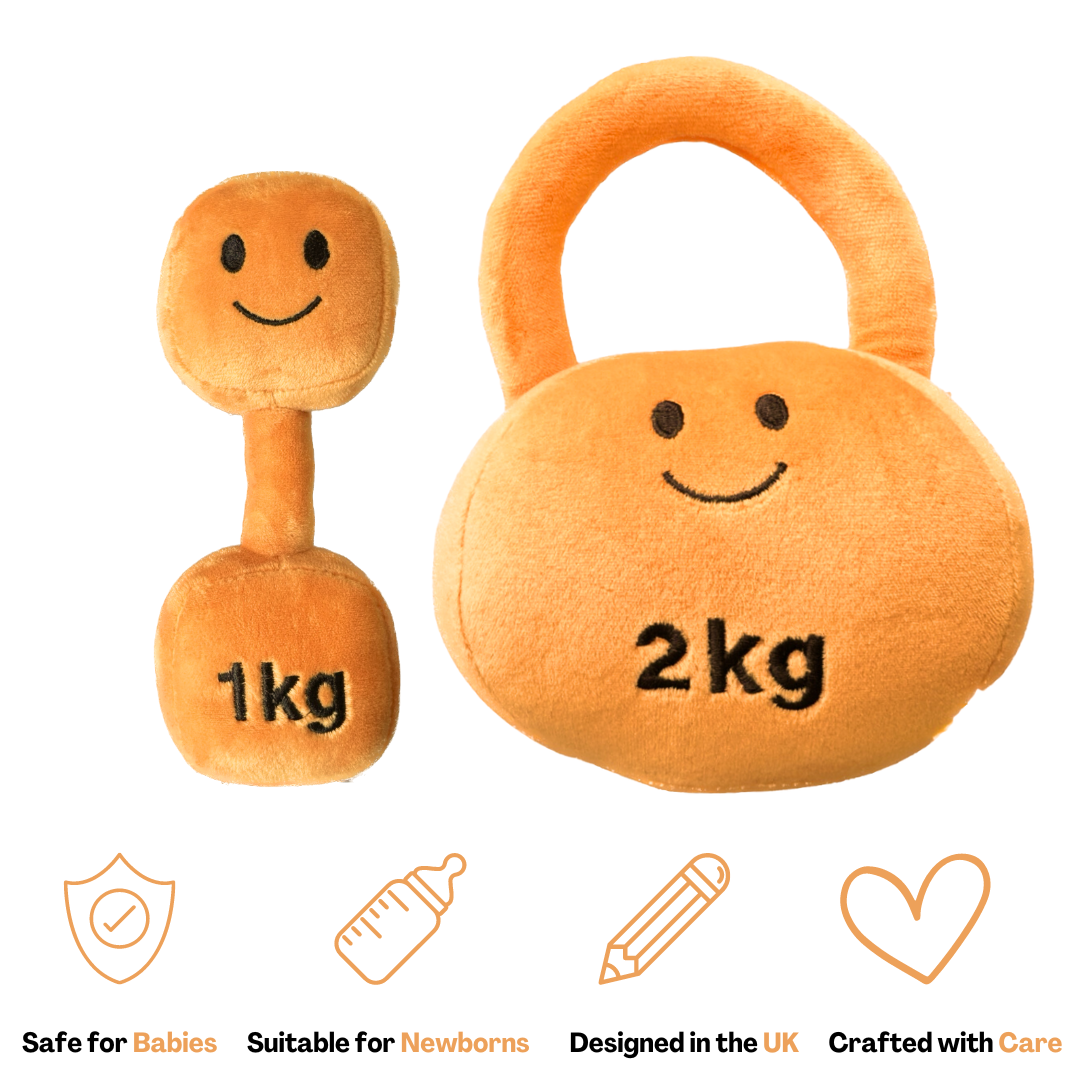 Plush Toy Dumbbell Kettlebell Set Apricot Orange Hazza Toyz