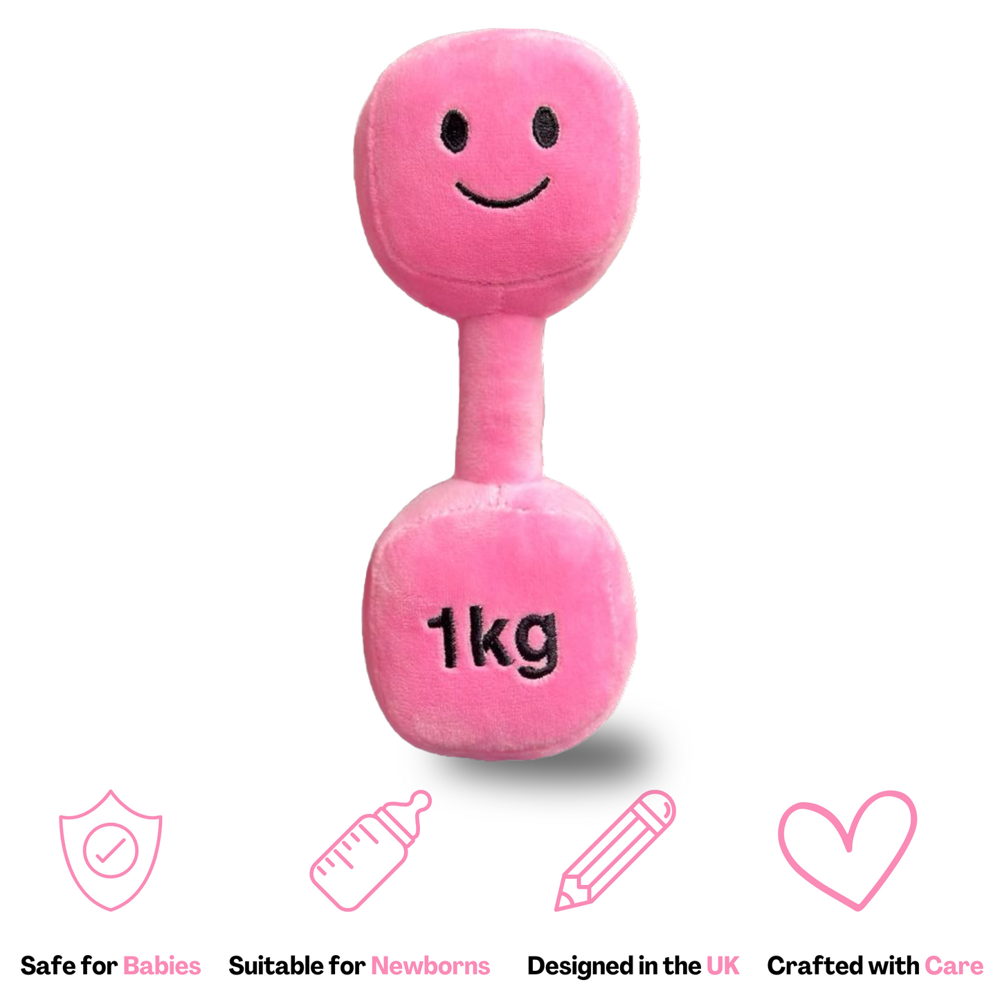 Plush Toy Dumbbell Rattle - Candy Château Pink