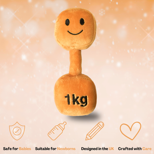 Plush Toy Dumbbell Rattle - Apricot Orange
