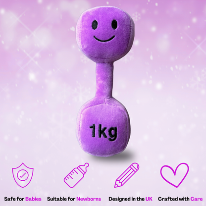 Plush Toy Dumbbell Rattle - Lavender Purple