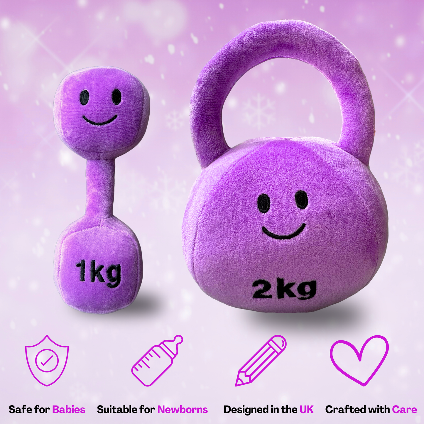 Plush Toy Dumbbell and Kettlebell Set - Lavender Purple