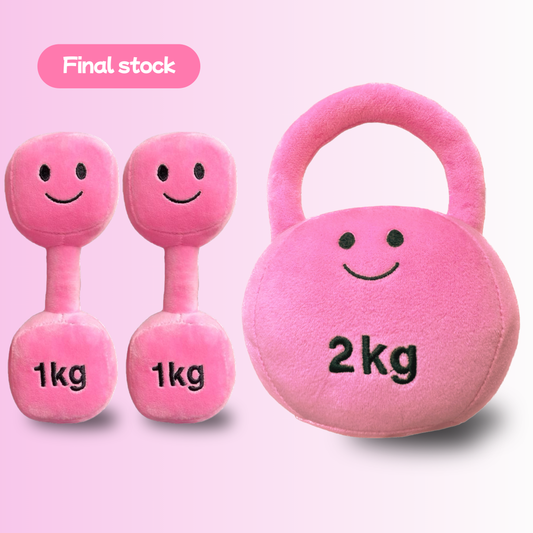 Plush Kettlebell & Double Dumbbell Set – Candy Château Pink