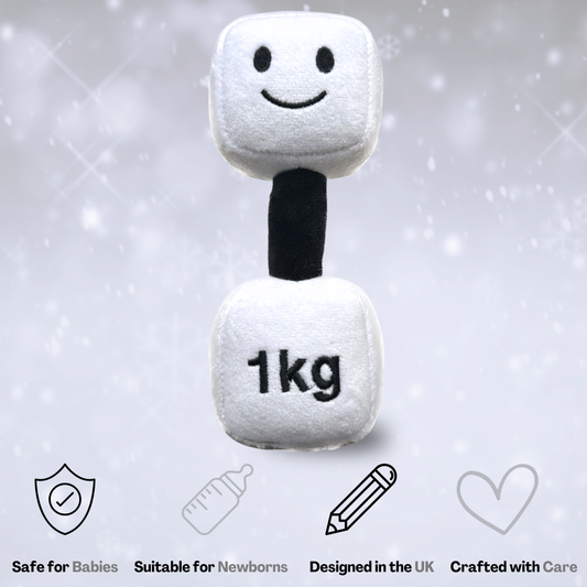 Plush Toy Dumbbell Rattle - Lamby Black and White
