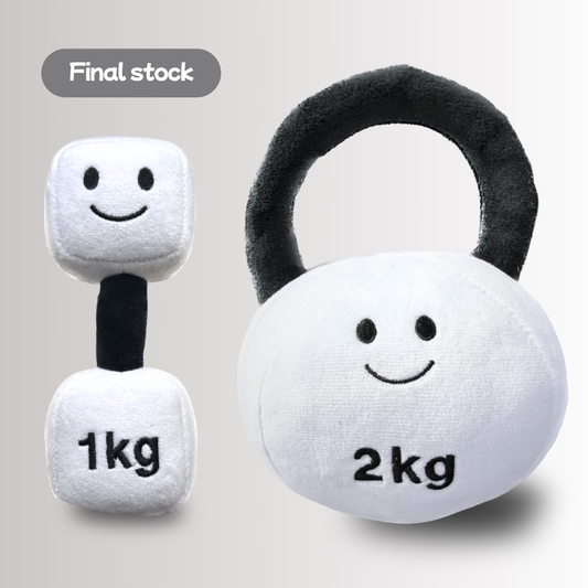 Plush Toy Dumbbell & Kettlebell | Lamby Black and White