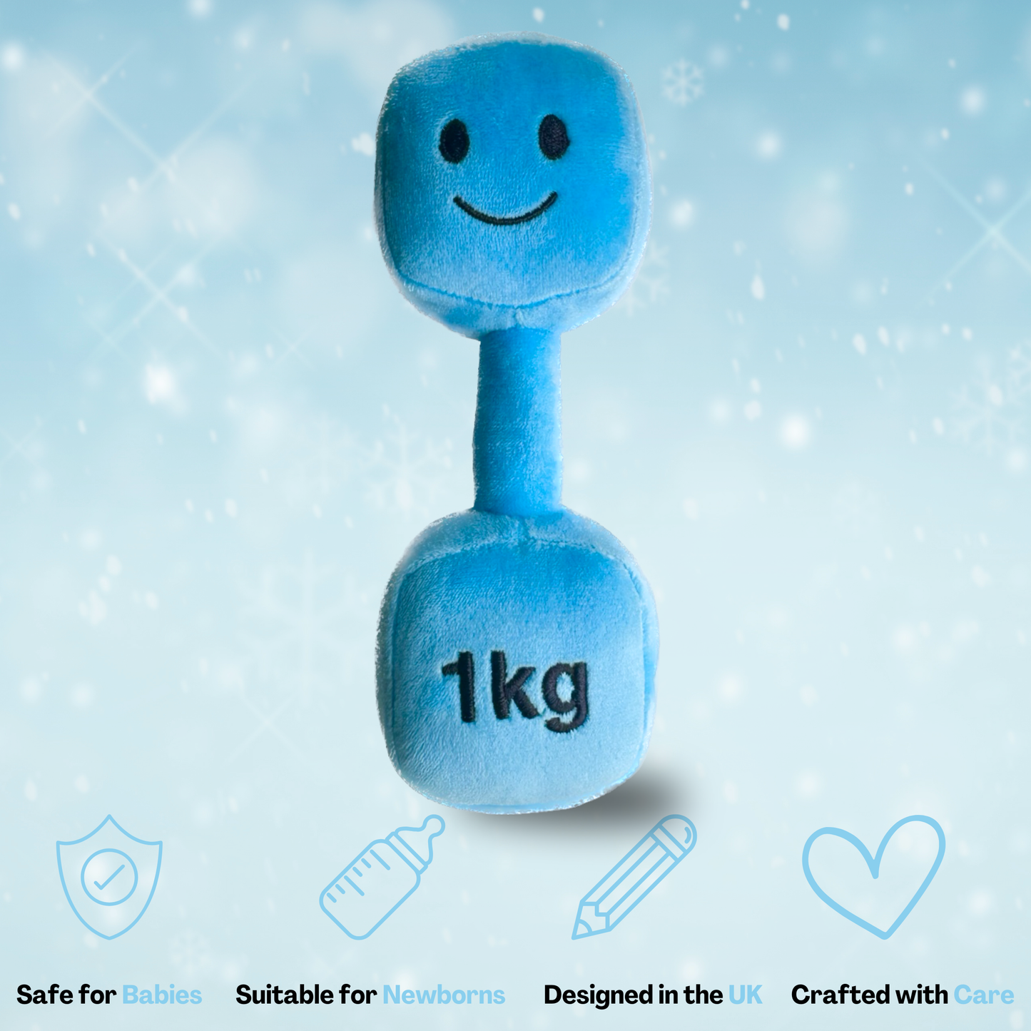 Plush Toy Dumbbell Rattle - Mystic Blue