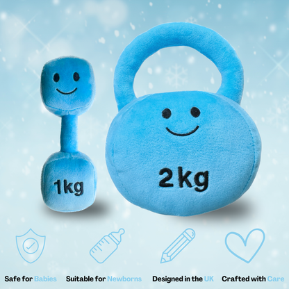 Plush Toy Dumbbell and Kettlebell Set - Mystic Blue