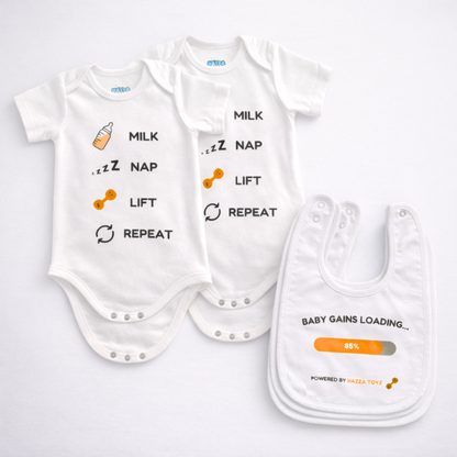 Baby Bodysuit – Milk Nap Lift Repeat – Complete Set