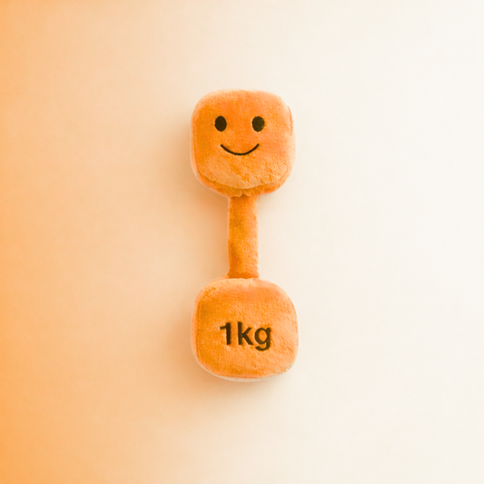 Plush Toy Dumbbell Rattle - Apricot Orange