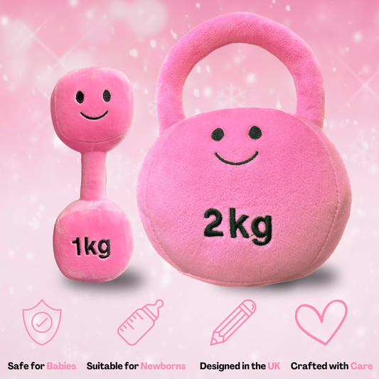 Plush Toy Dumbbell and Kettlebell Set - Candy Château Pink