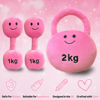Plush Kettlebell & Double Dumbbell Superset – Candy Château Pink