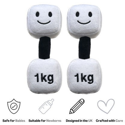 Plush Toy Dumbbell Rattle - Lamby Black and White (Double Pack)