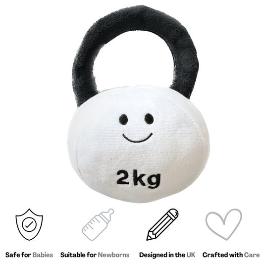 Plush Toy Kettlebell Rattle - Lamby Black and White