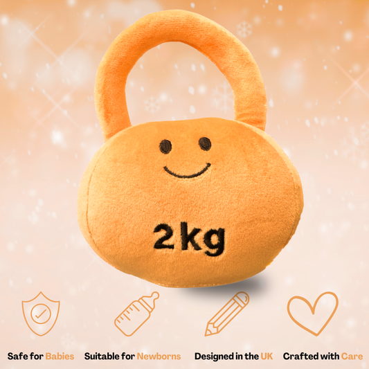 Plush Toy Kettlebell Rattle - Apricot Orange
