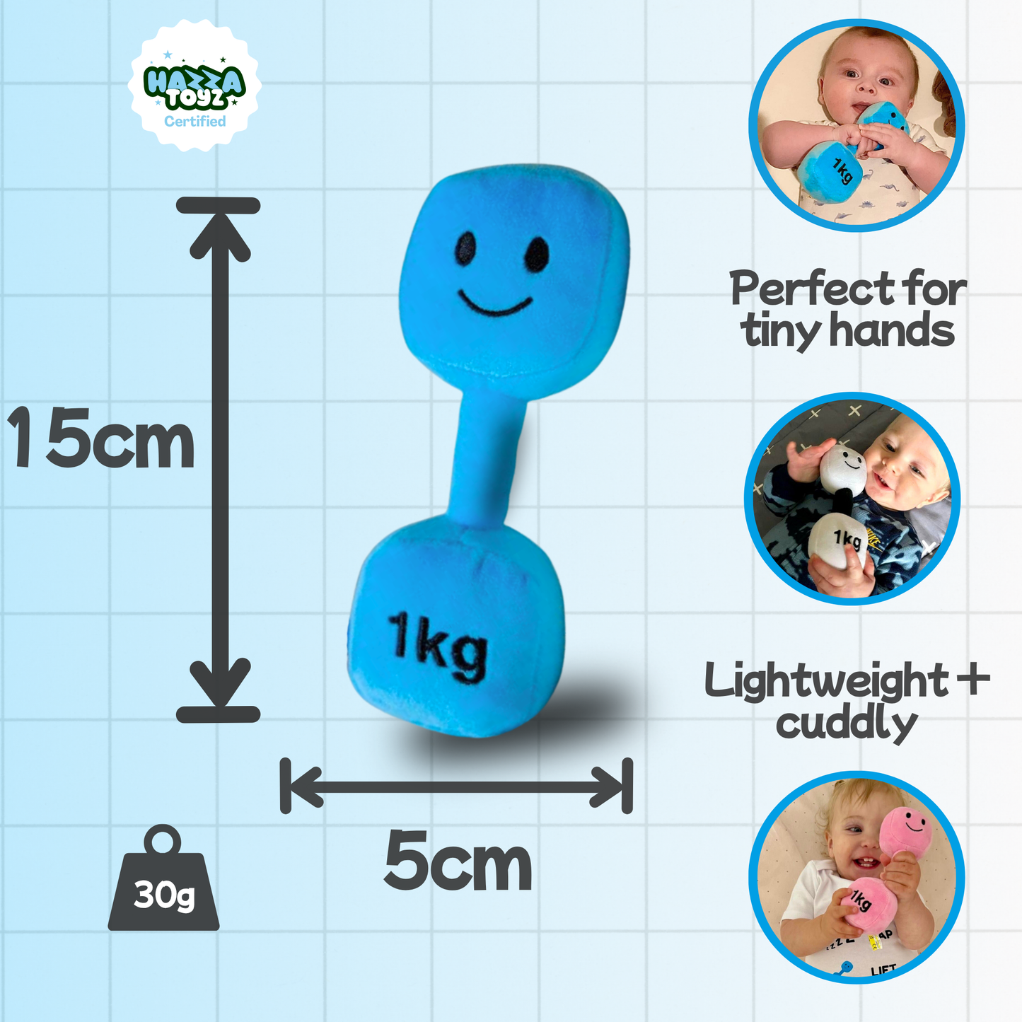 Plush Toy Dumbbell Rattle - Mystic Blue